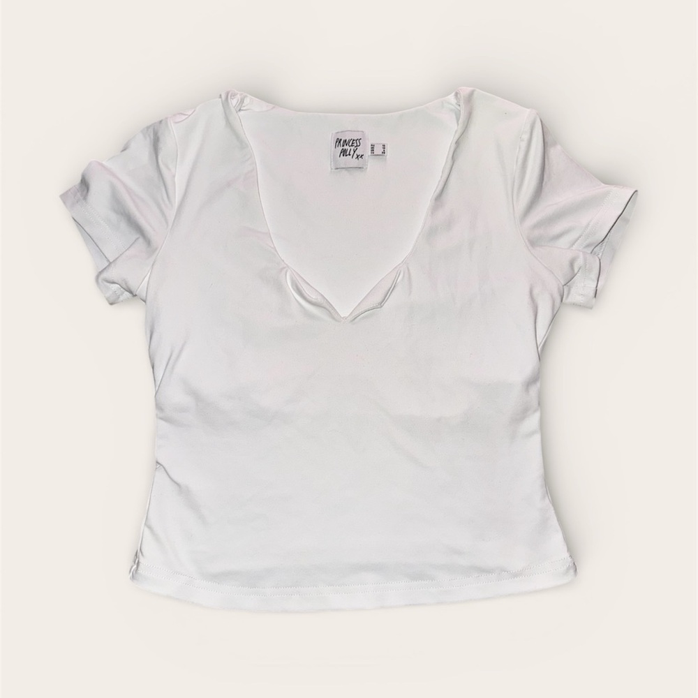 Princess Polly White Short Sleeve Tee Built-In Bra Size 6